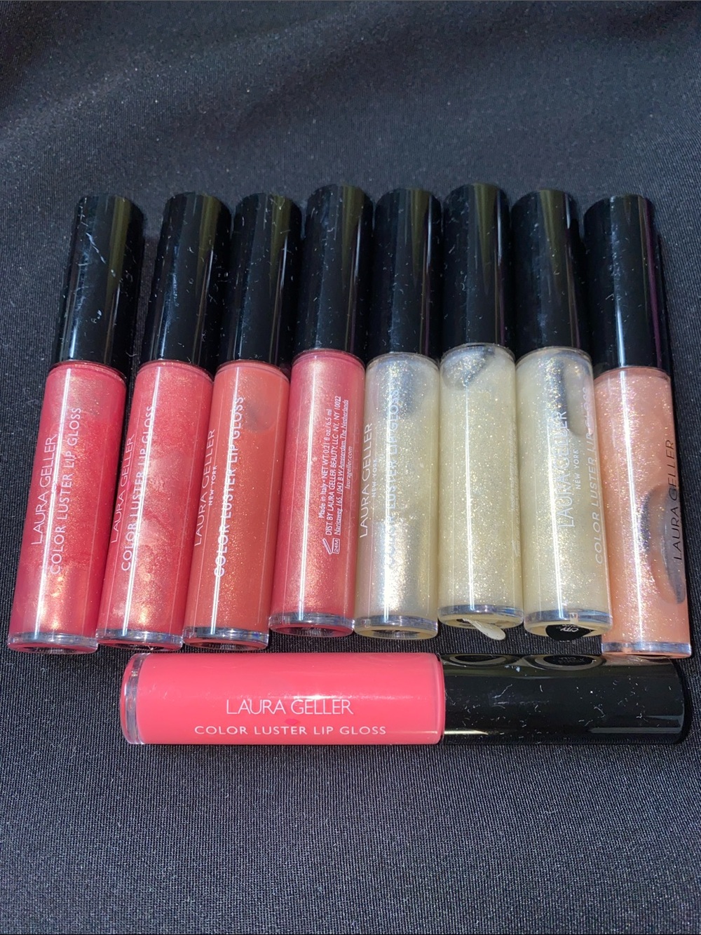 9 pcs LauraGeller Color Luster Lip Gloss Set - Coral, Pink & Shimmering